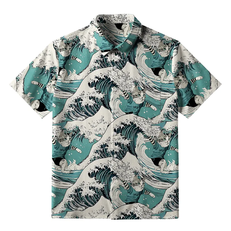 Tokyo-Tiger Cat's Surfing Trip Button-up Shirt