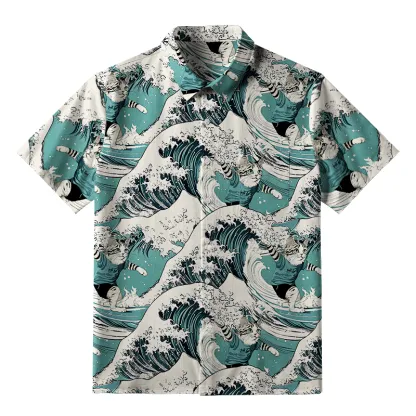 Tokyo-Tiger Cat's Surfing Trip Button-up Shirt