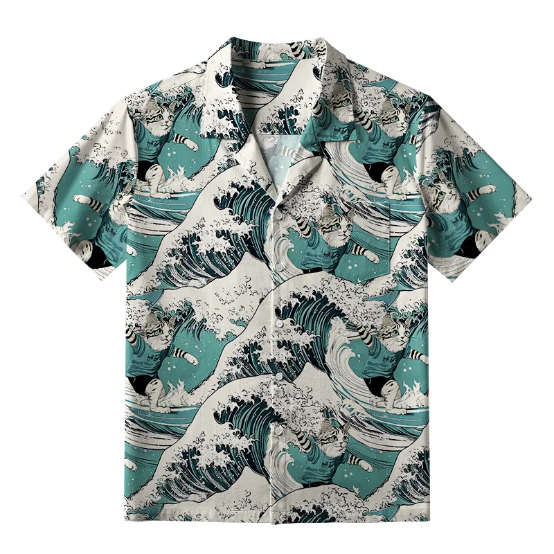 Tokyo-Tiger Cat's Surfing Trip Aloha Hawaiian Shirt