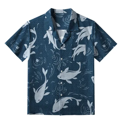 Tokyo-Tiger Playful Dolphins In Waves Aloha Hawaiian Shirt