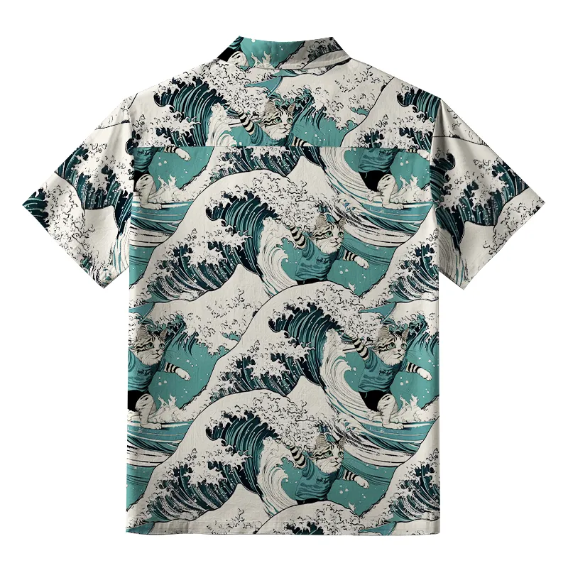 Tokyo-Tiger Cat's Surfing Trip Button-up Shirt