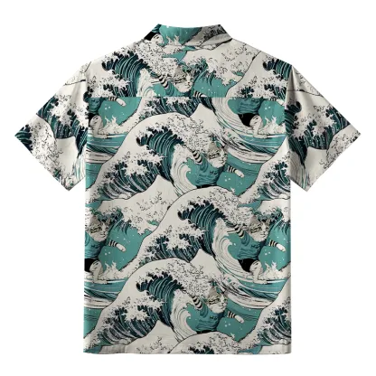 Tokyo-Tiger Cat's Surfing Trip Button-up Shirt