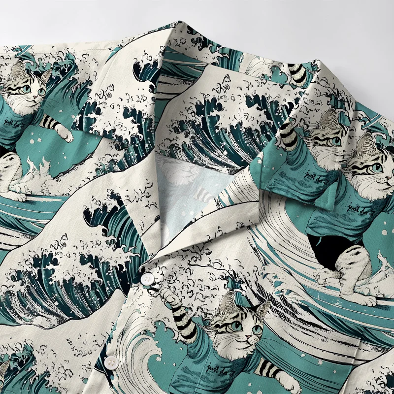 Tokyo-Tiger Cat's Surfing Trip Aloha Hawaiian Shirt
