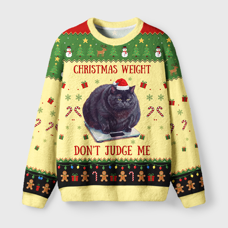 Tokyo-Tiger Christmas Weight Of The Cat Fuzzy Christmas Ugly Sweatshirt