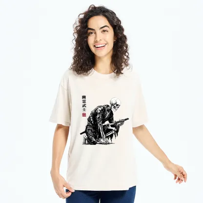 Tokyo-Tiger Vintage Dark Ghost Samurai Sketch Washed T-Shirt