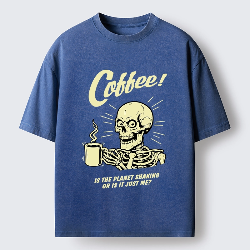 Tokyo‑Tiger Funny Skull Coffee Washed T‑Shirt