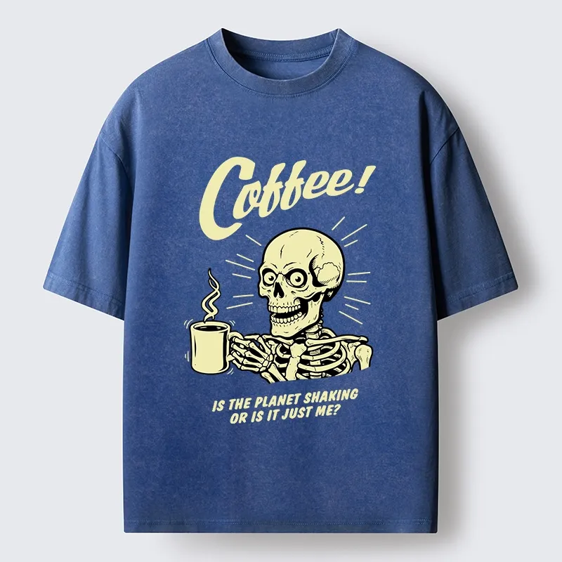 Tokyo‑Tiger Funny Skull Coffee Washed T‑Shirt