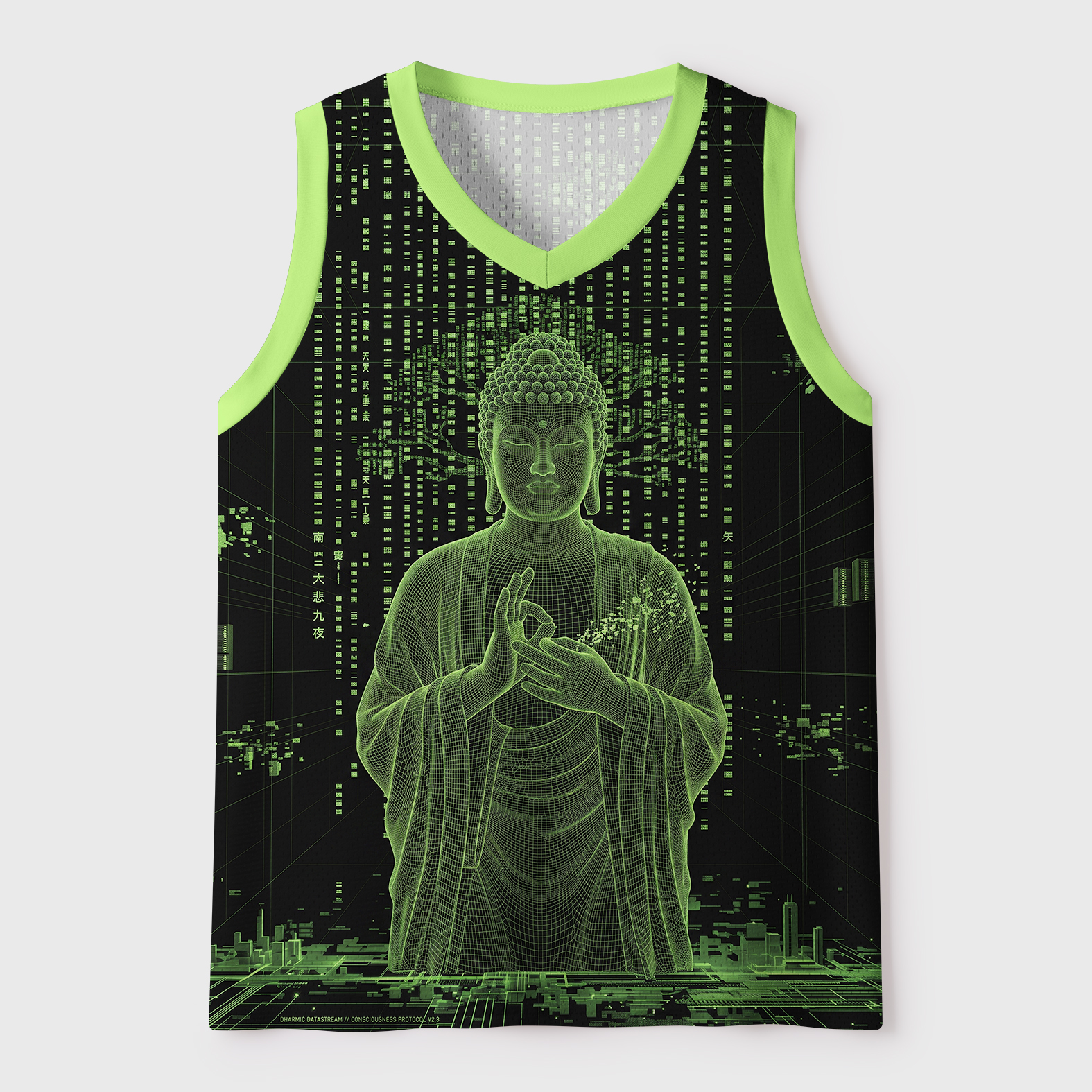 Tokyo-Tiger Neon Buddha Of The Future Mesh Tank Top