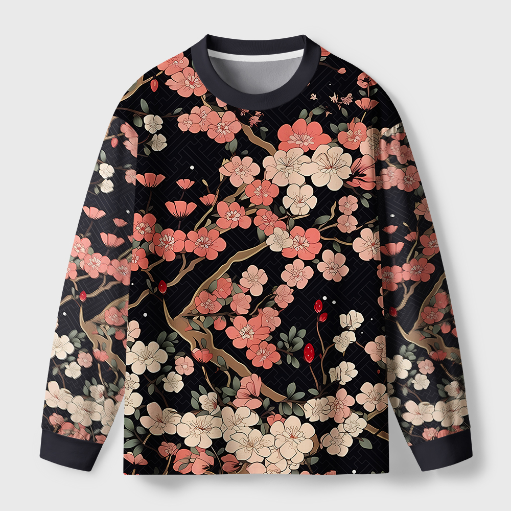 Tokyo-Tiger Blooming Sakura Eco-Friendly Long Sleeve T-Shirt