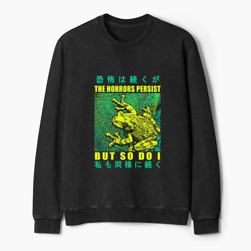 Tokyo-Tiger The Horrors Persist Frog Washed Terry Sweatshirt