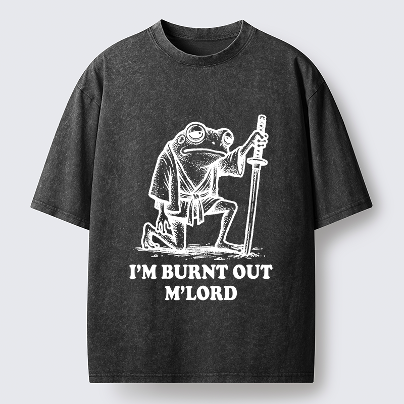 Tokyo‑Tiger Tired Frog Samurai Washed T-Shirt
