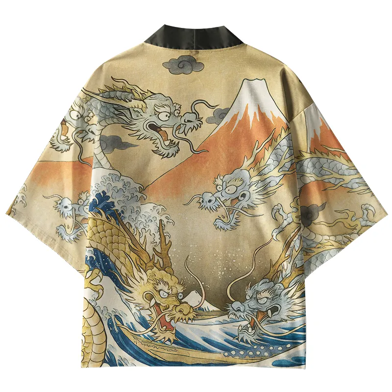 Tokyo-Tiger Japanese Ancient Dragon Kimono Cardigan