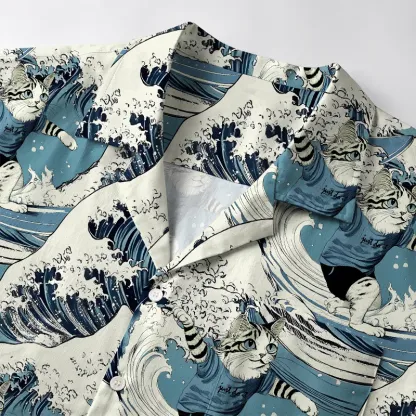 Tokyo-Tiger Cat's Surfing Trip Japanese Aloha Hawaiian Shirt