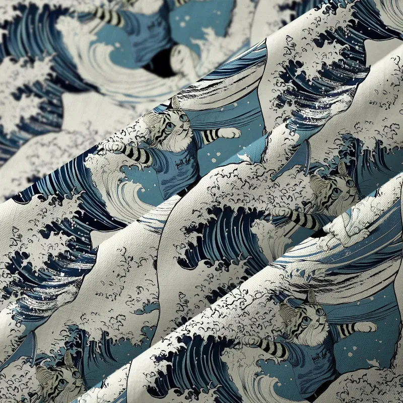 Tokyo-Tiger Cat's Surfing Trip Japanese Button-up Shirt