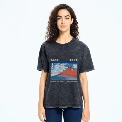 Tokyo-Tiger Mount Fuji in Clear Sky Washed T-Shirt