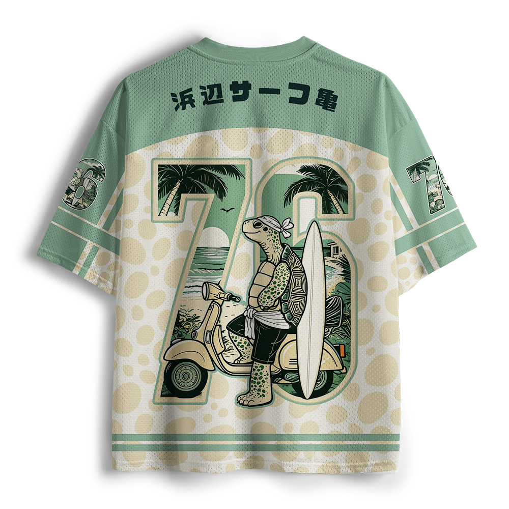 Tokyo-Tiger Coastal Surfing Turtles Mesh Jersey