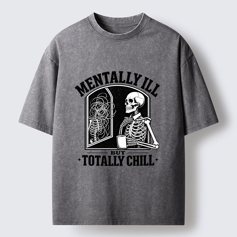 Tokyo‑Tiger Chill Crazy Skeleton Meme Washed T‑Shirt