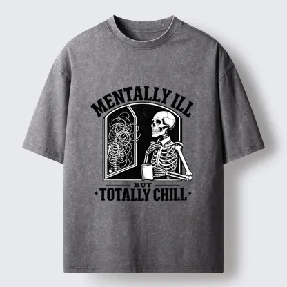 Tokyo‑Tiger Chill Crazy Skeleton Meme Washed T‑Shirt