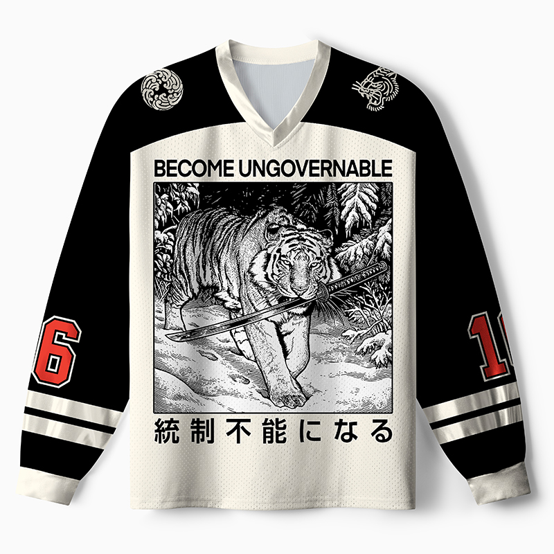 Tokyo-Tiger Sword Tiger Funny Meme Paneled Long Sleeve Jersey