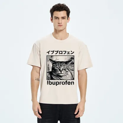 Tokyo-Tiger Tough Cat Loves Ibuprofen Pain Relief Washed T-Shirt