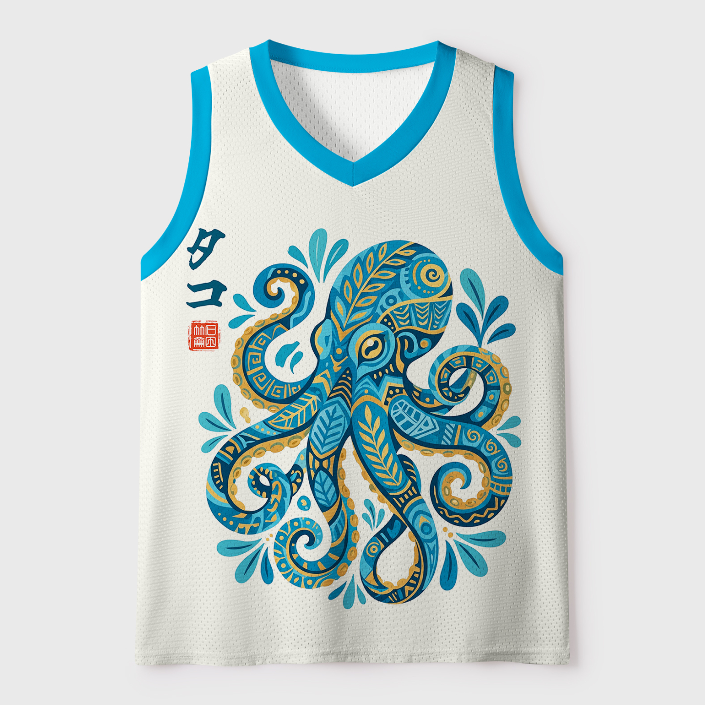 Tokyo-Tiger Mystic Octopus Waves Mesh Tank Top