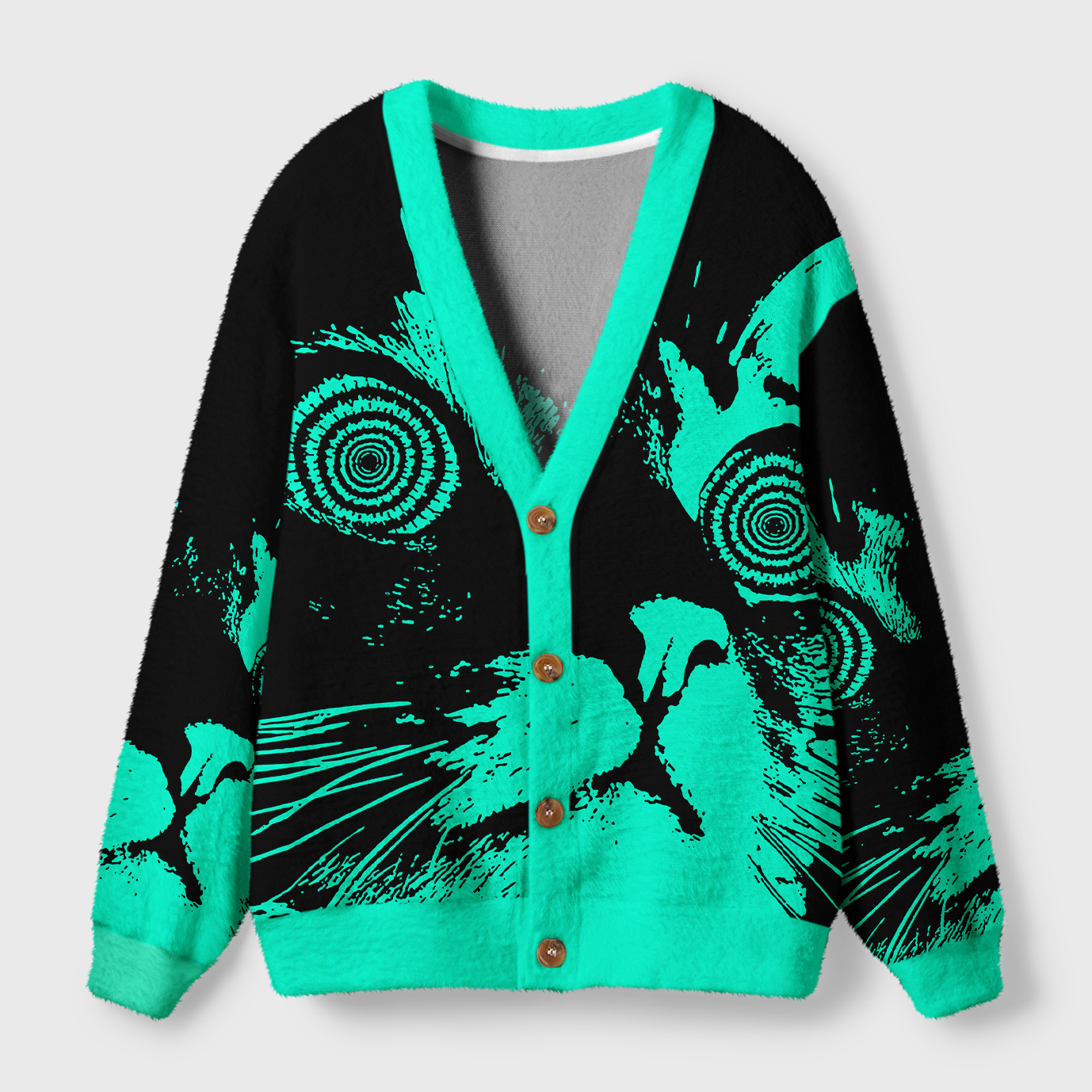 Tokyo-Tiger Cool Cat Japanese Ugly Cardigan Sweater
