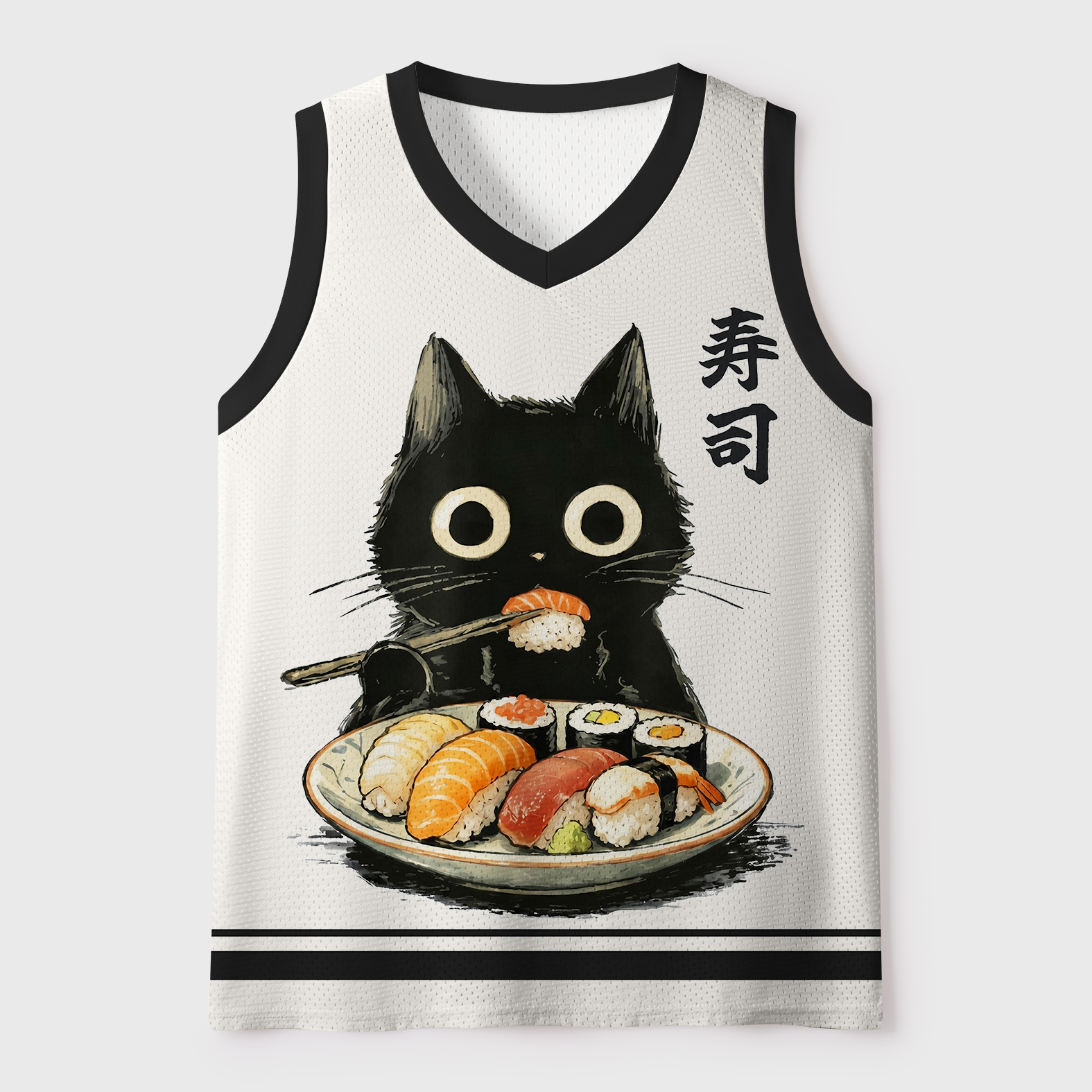 Tokyo-Tiger Vintage Japanese Sushi Cat Mesh Tank Top