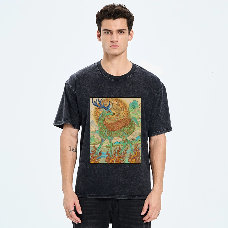 Tokyo-Tiger Mythical Nine Colored Deer Washed T-Shirt