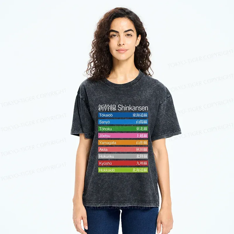 Tokyo-Tiger Shinkansen Stations Washed T-Shirt