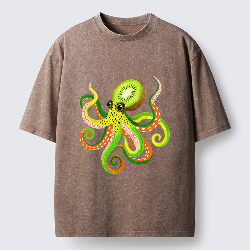 Tokyo-Tiger Kiwi Octopus Washed T-Shirt