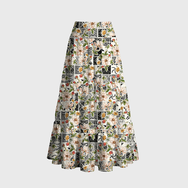 Tokyo-Tiger Tropical Floral Delight Maxi Skirt