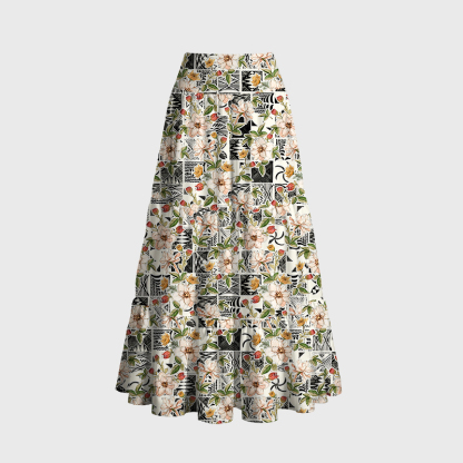 Tokyo-Tiger Tropical Floral Delight Maxi Skirt