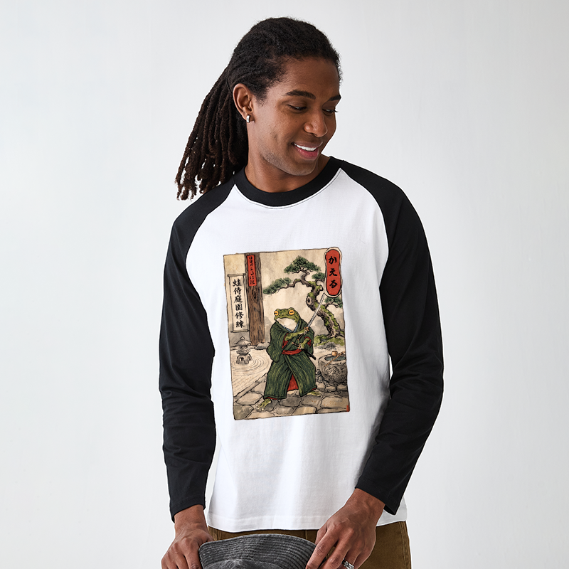 Tokyo-Tiger Samurai Frog Training Raglan Long Sleeve T-shirt