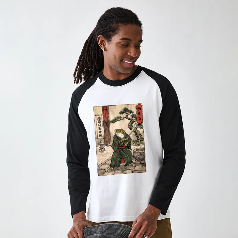 Tokyo-Tiger Samurai Frog Training Raglan Long Sleeve T-shirt
