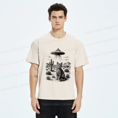Tokyo-Tiger UFO And Cat Washed T-Shirt