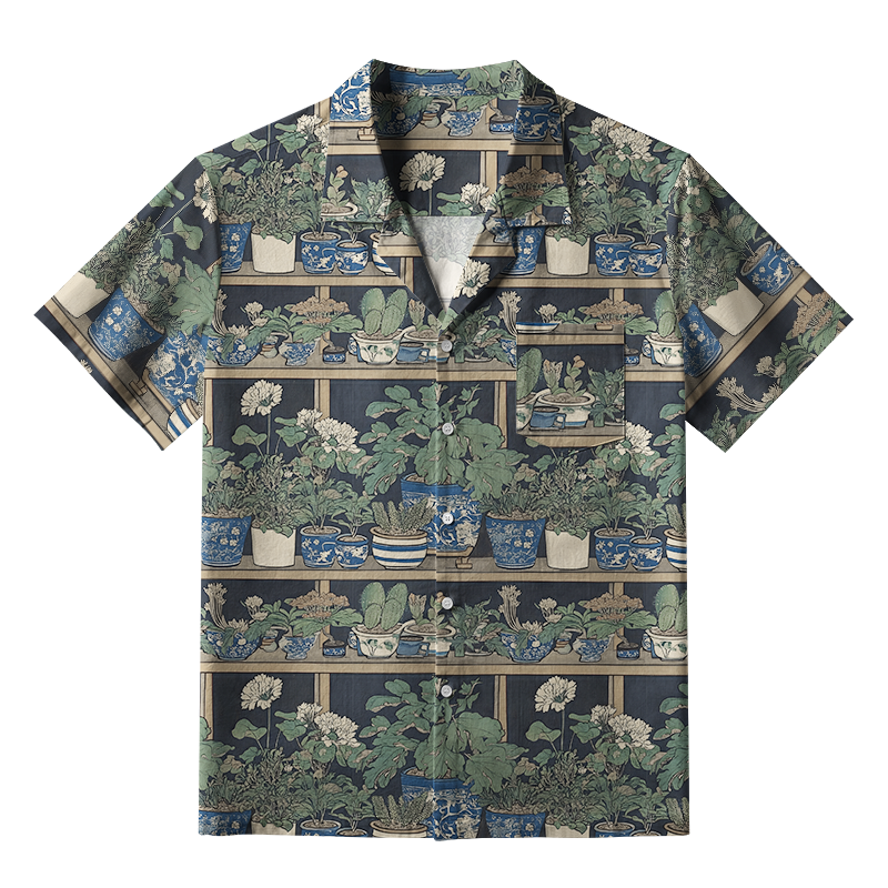 Tokyo-Tiger Retro Potted Plants Aloha Hawaiian Shirt