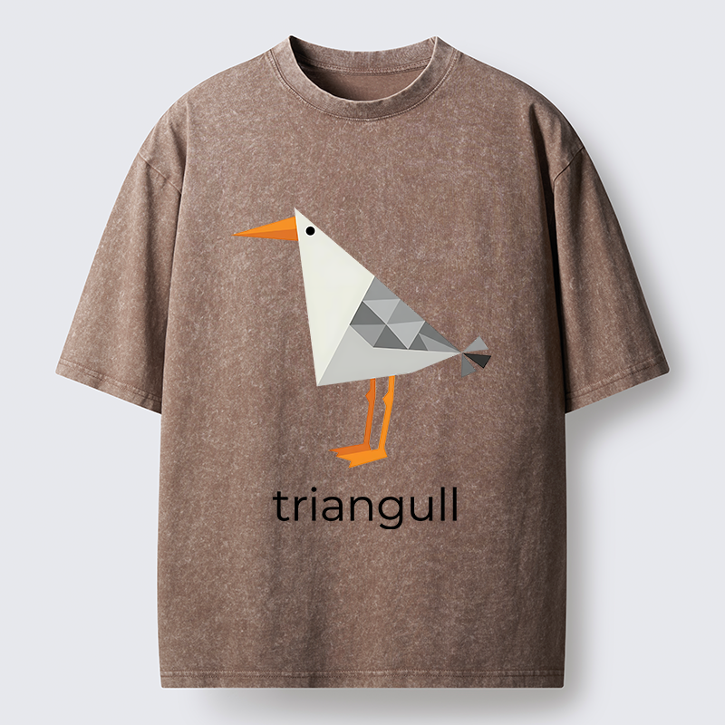 Tokyo-Tiger Cute Triangle Seagull Washed T-Shirt