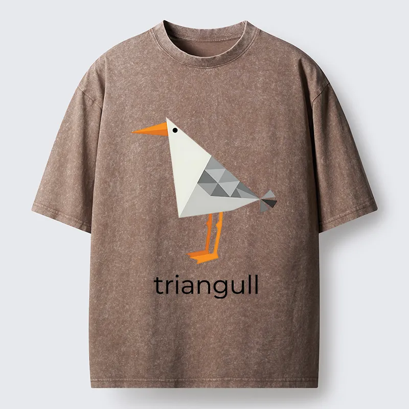 Tokyo-Tiger Cute Triangle Seagull Washed T-Shirt