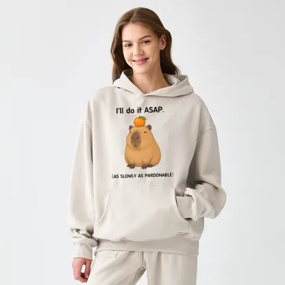 Tokyo-Tiger Slow Task Capybara Meme Adult Fleece Hoodie