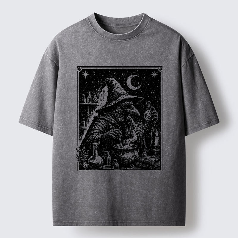 Tokyo-Tiger Funny Magical Raven Washed T-Shirt