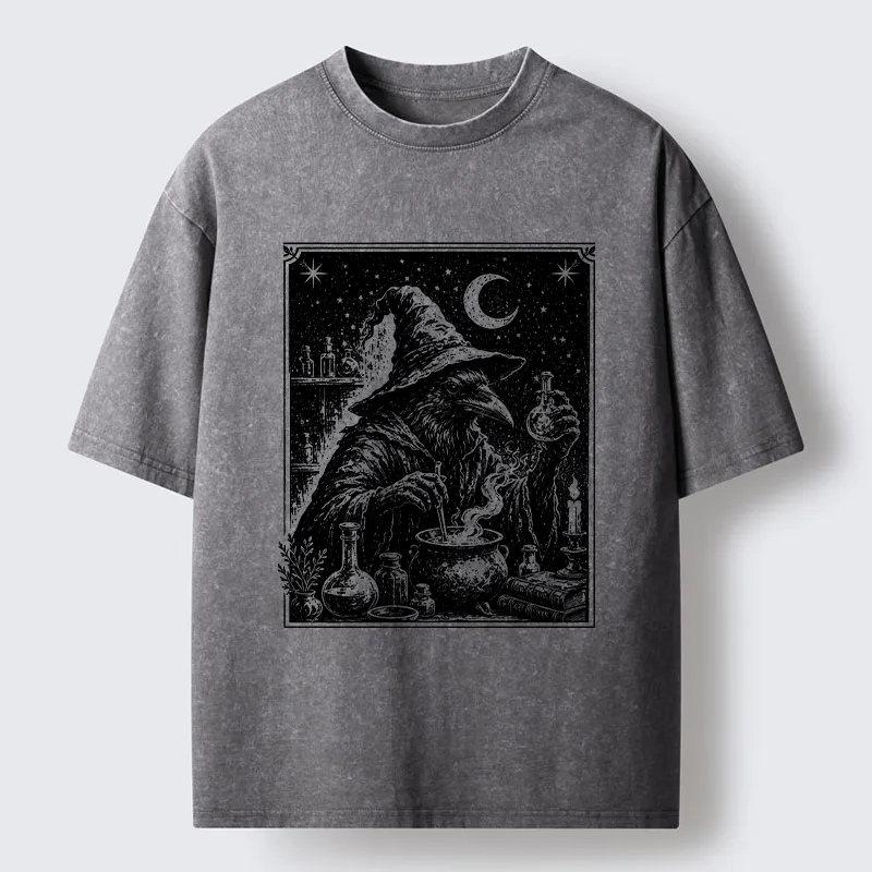 Tokyo-Tiger Funny Magical Raven Washed T-Shirt