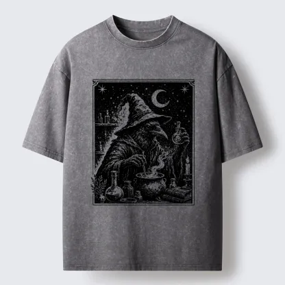 Tokyo-Tiger Funny Magical Raven Washed T-Shirt
