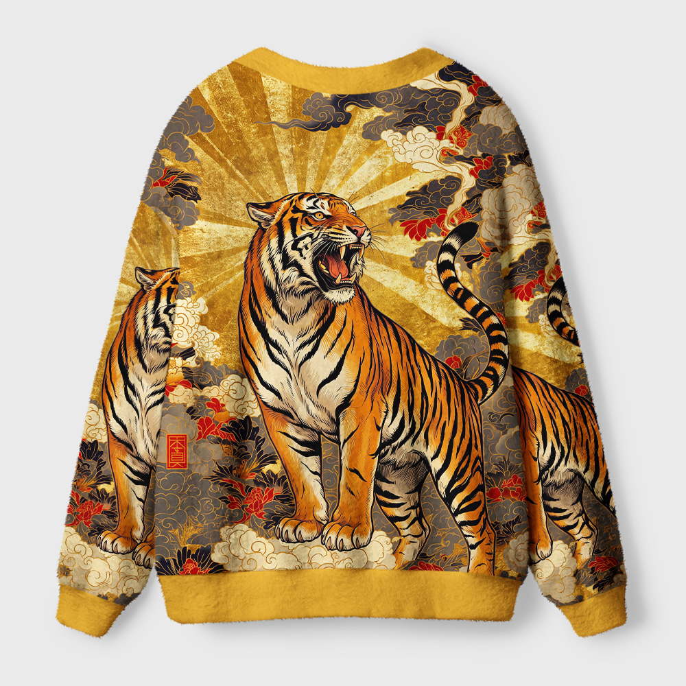 Tokyo-Tiger Majestic Tiger Of Radiance Ugly Cardigan Sweater