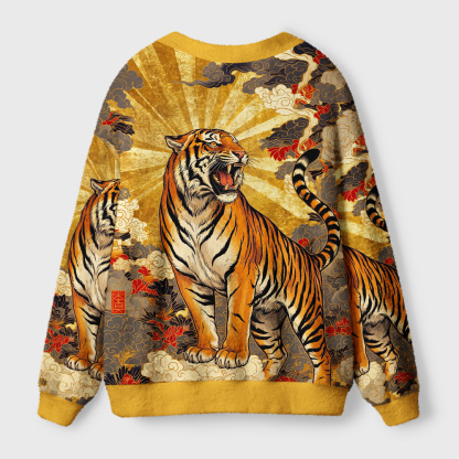 Tokyo-Tiger Majestic Tiger Of Radiance Ugly Cardigan Sweater
