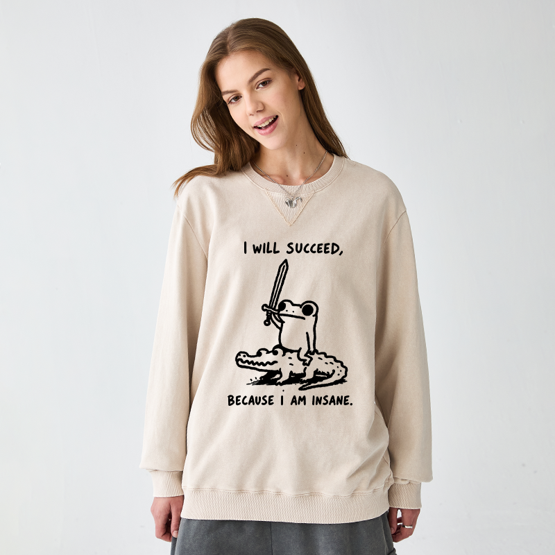 Tokyo-Tiger Warrior Frog Funny Meme Washed Terry Sweatshirt