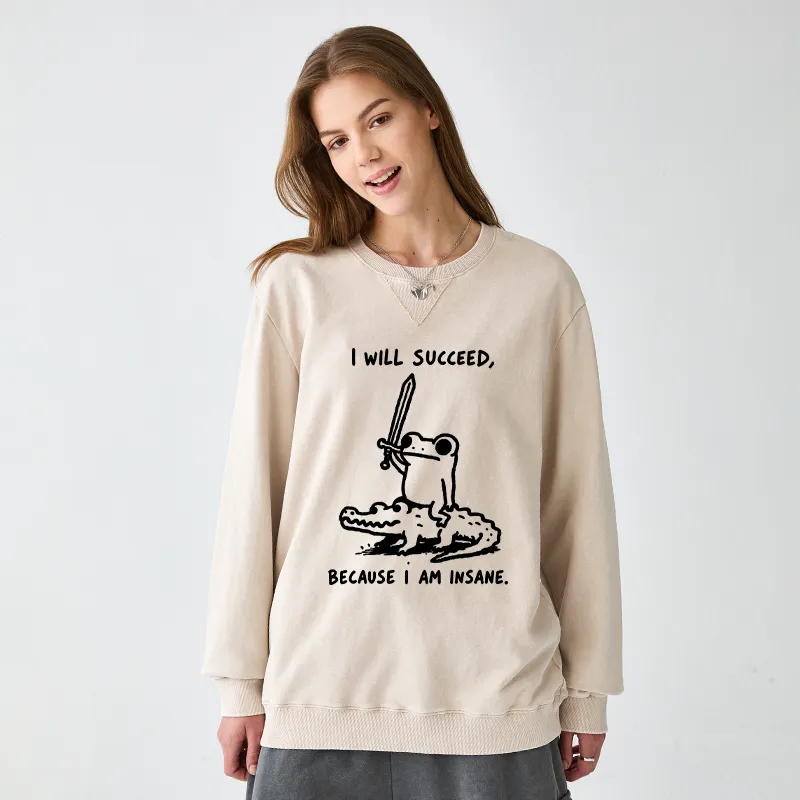 Tokyo-Tiger Warrior Frog Funny Meme Washed Terry Sweatshirt