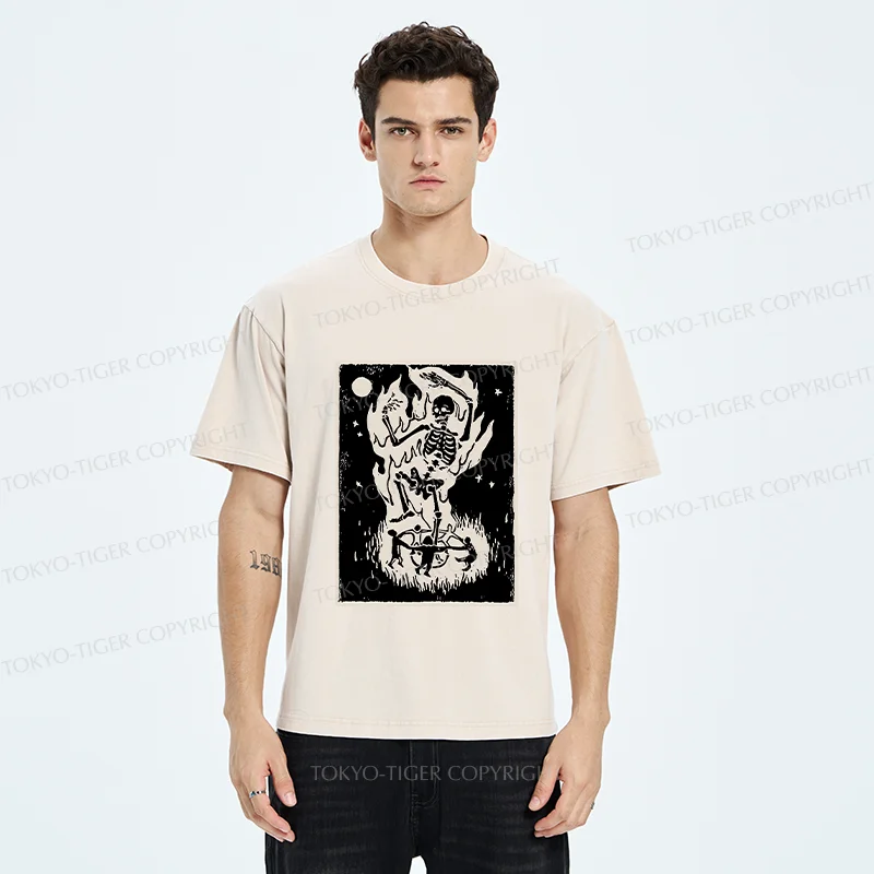 Tokyo-Tiger Summon Skeleton Washed T-Shirt