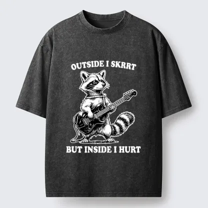 Tokyo‑Tiger Funny Rock Raccoon Washed T‑Shirt