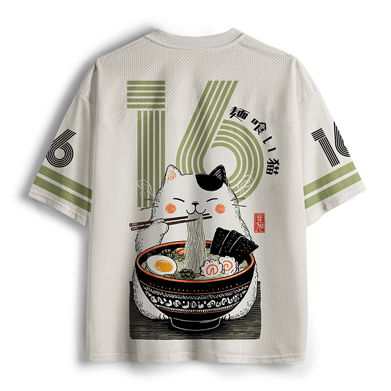 Tokyo-Tiger Cat Eating Ramen Meme Mesh Jersey