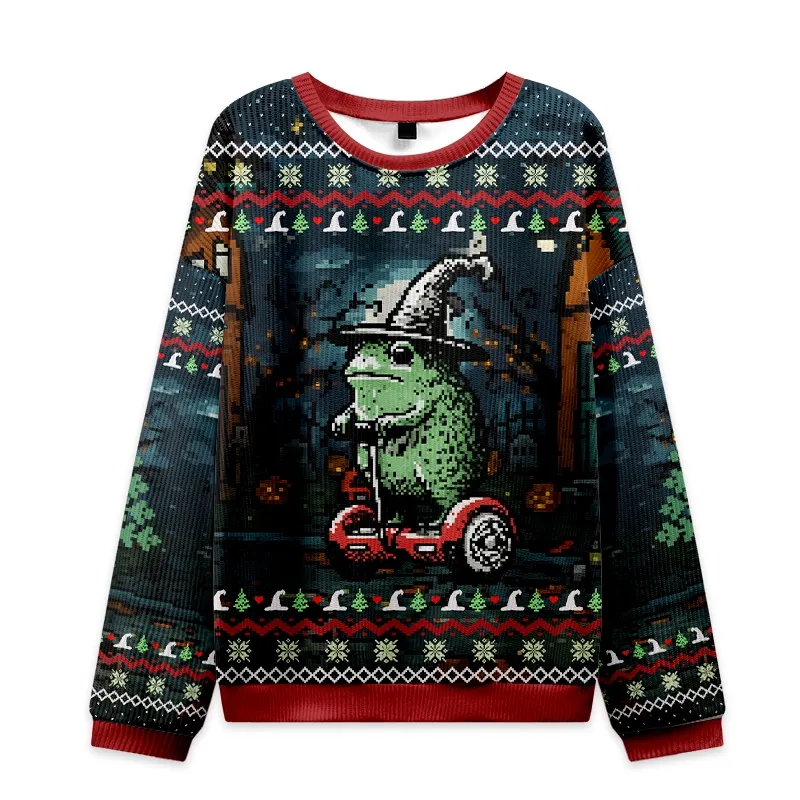 Tokyo-Tiger Funny Frog Ride Christmas Ugly Sweatshirt
